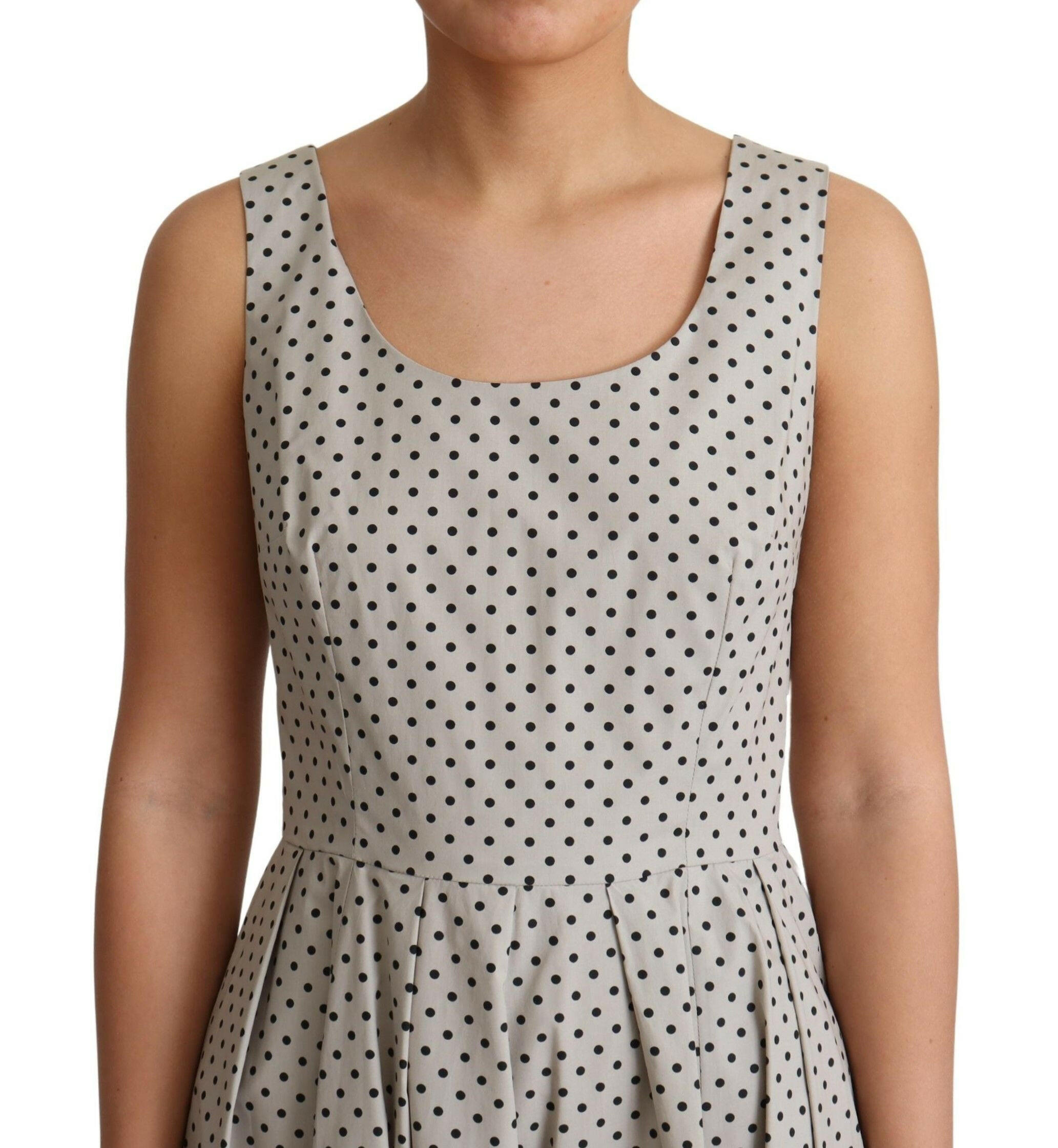 Dolce & Gabbana Beige Polka Dotted Cotton A-Line Dress -   -  Dolce & Gabbana.