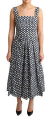 Dolce & Gabbana Blue Geometric Cotton A-Line Gown Dress -   -  Dolce & Gabbana.