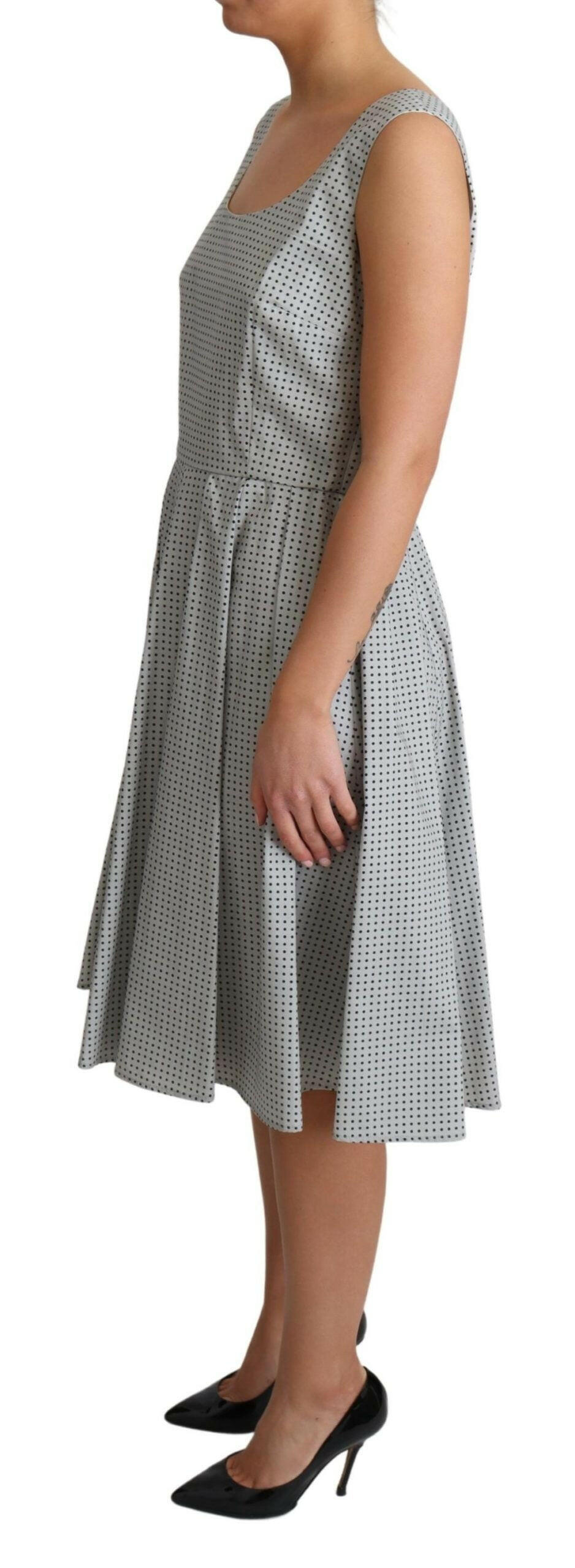 Dolce & Gabbana Gray Polka Dotted Cotton A-Line Dress -   -  Dolce & Gabbana.