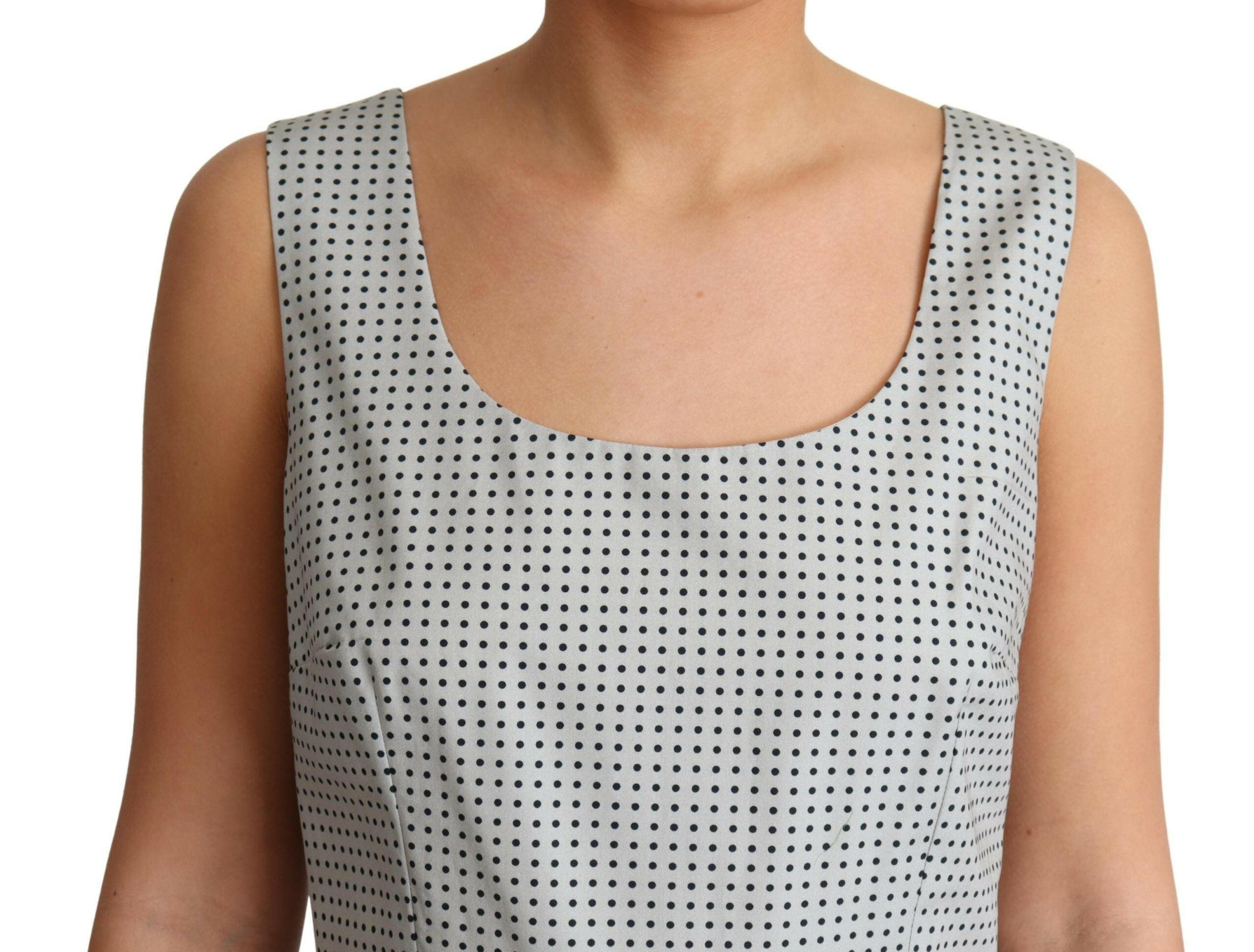 Dolce & Gabbana Gray Polka Dotted Cotton A-Line Dress -   -  Dolce & Gabbana.