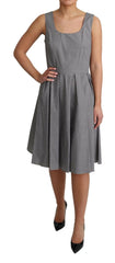 Dolce & Gabbana Blue Beige Geometric Cotton A-Line Dress -   -  Dolce & Gabbana.