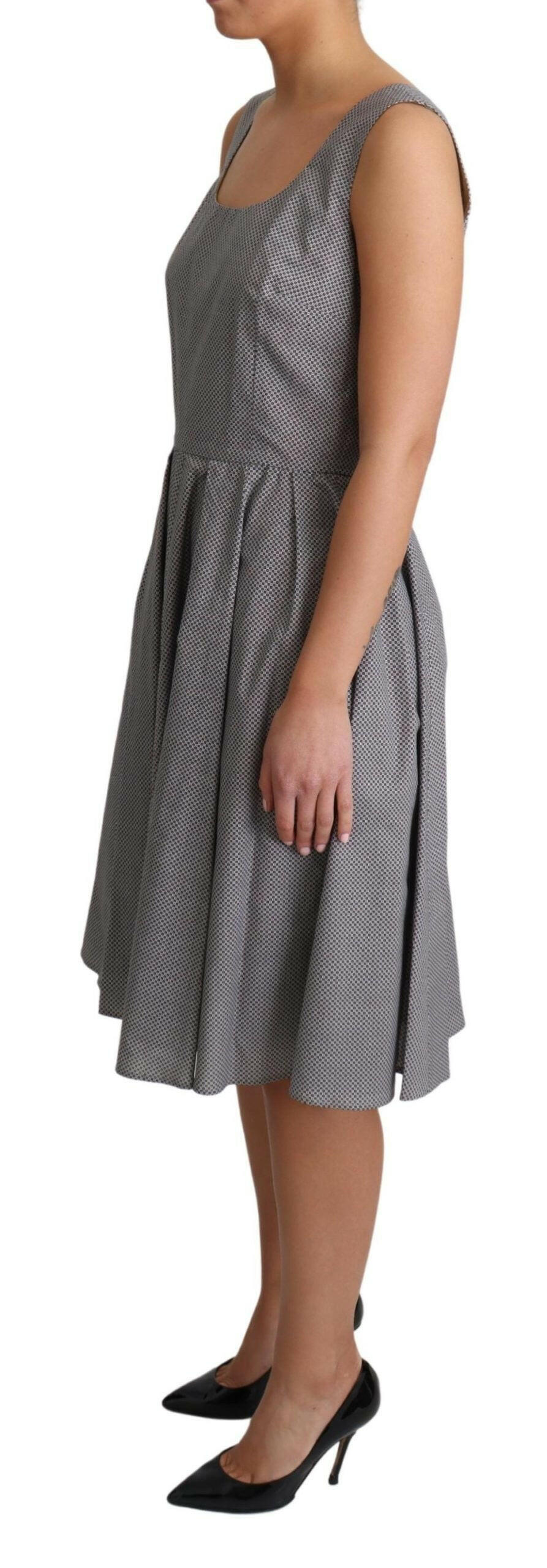 Dolce & Gabbana Blue Beige Geometric Cotton A-Line Dress -   -  Dolce & Gabbana.