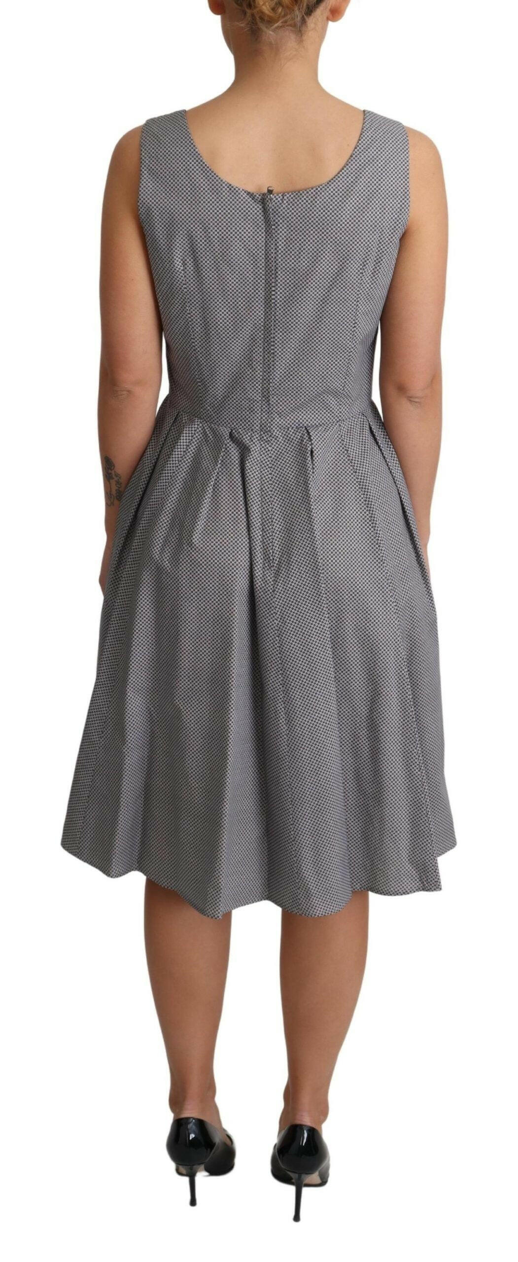 Dolce & Gabbana Blue Beige Geometric Cotton A-Line Dress -   -  Dolce & Gabbana.