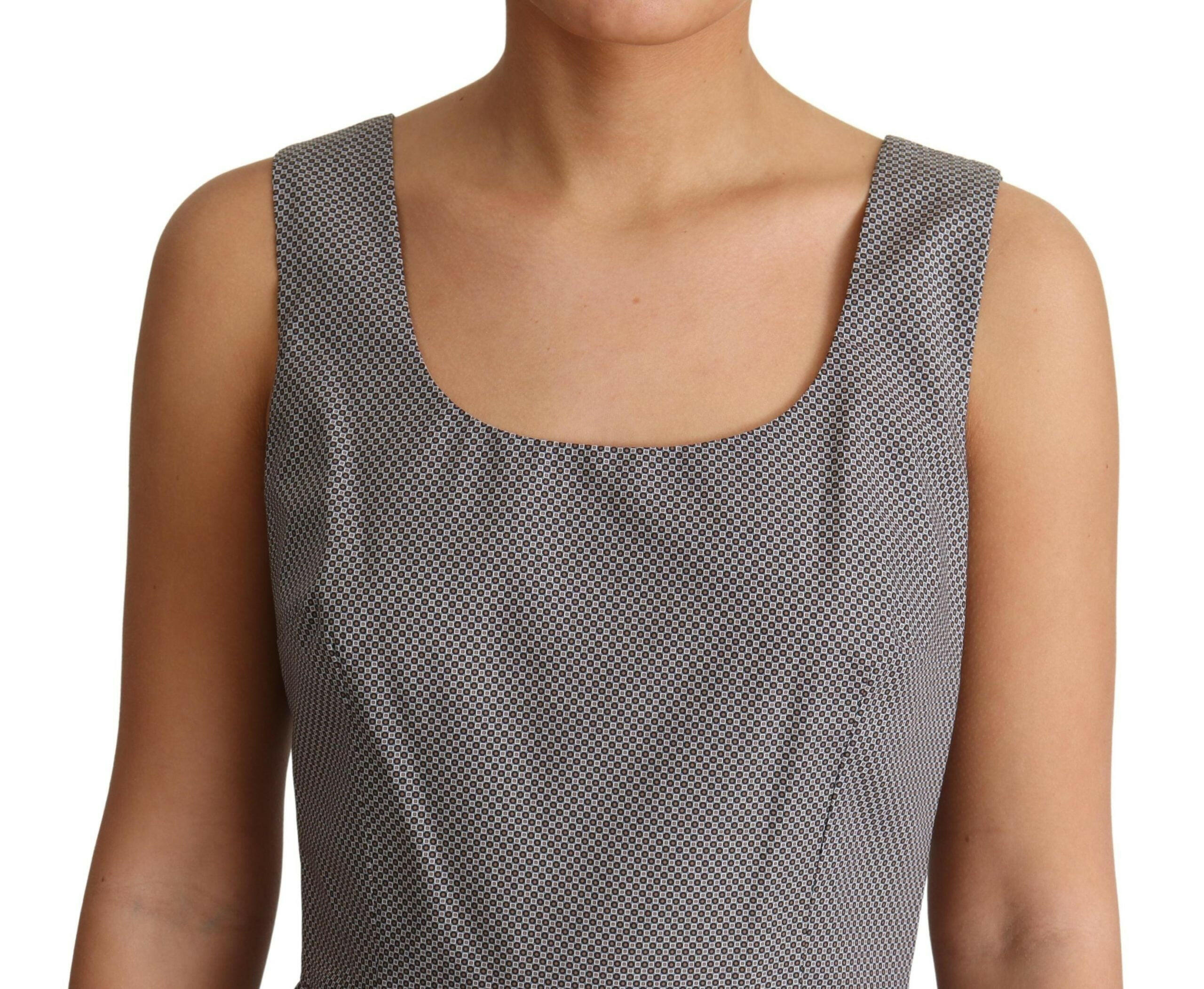 Dolce & Gabbana Blue Beige Geometric Cotton A-Line Dress -   -  Dolce & Gabbana.