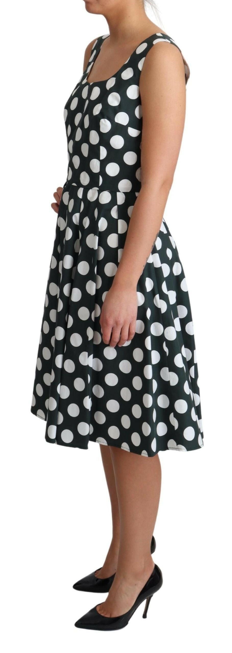 Dolce & Gabbana Green Polka Dotted Cotton A-Line Dress -   -  Dolce & Gabbana.