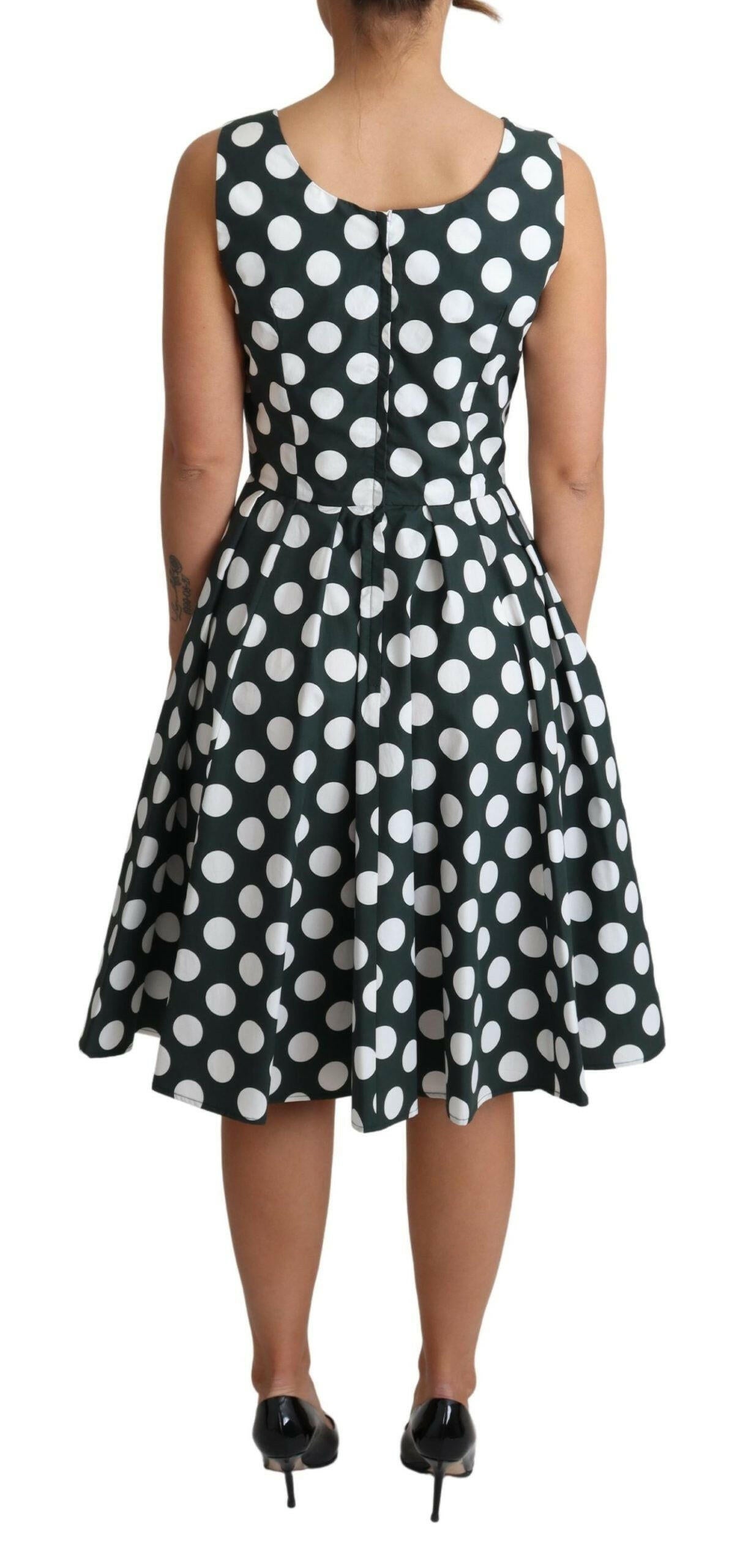 Dolce & Gabbana Green Polka Dotted Cotton A-Line Dress -   -  Dolce & Gabbana.
