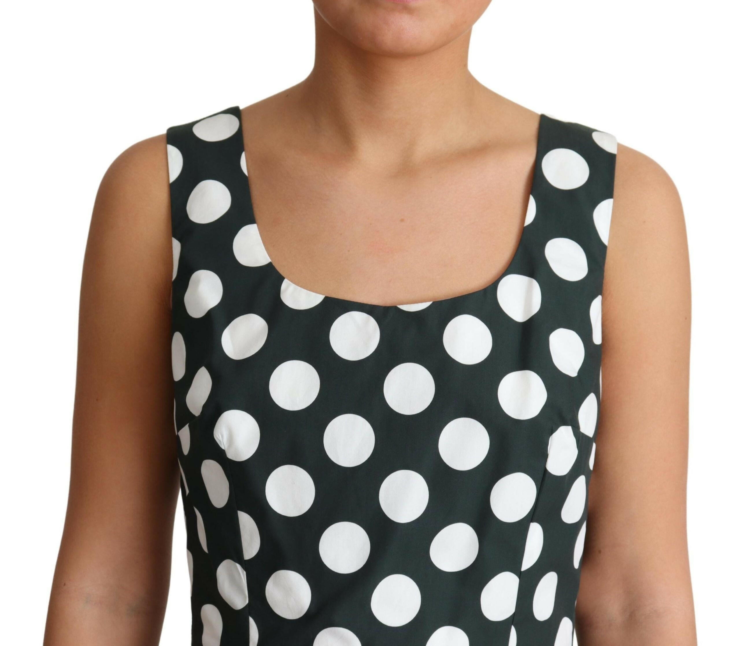 Dolce & Gabbana Green Polka Dotted Cotton A-Line Dress -   -  Dolce & Gabbana.