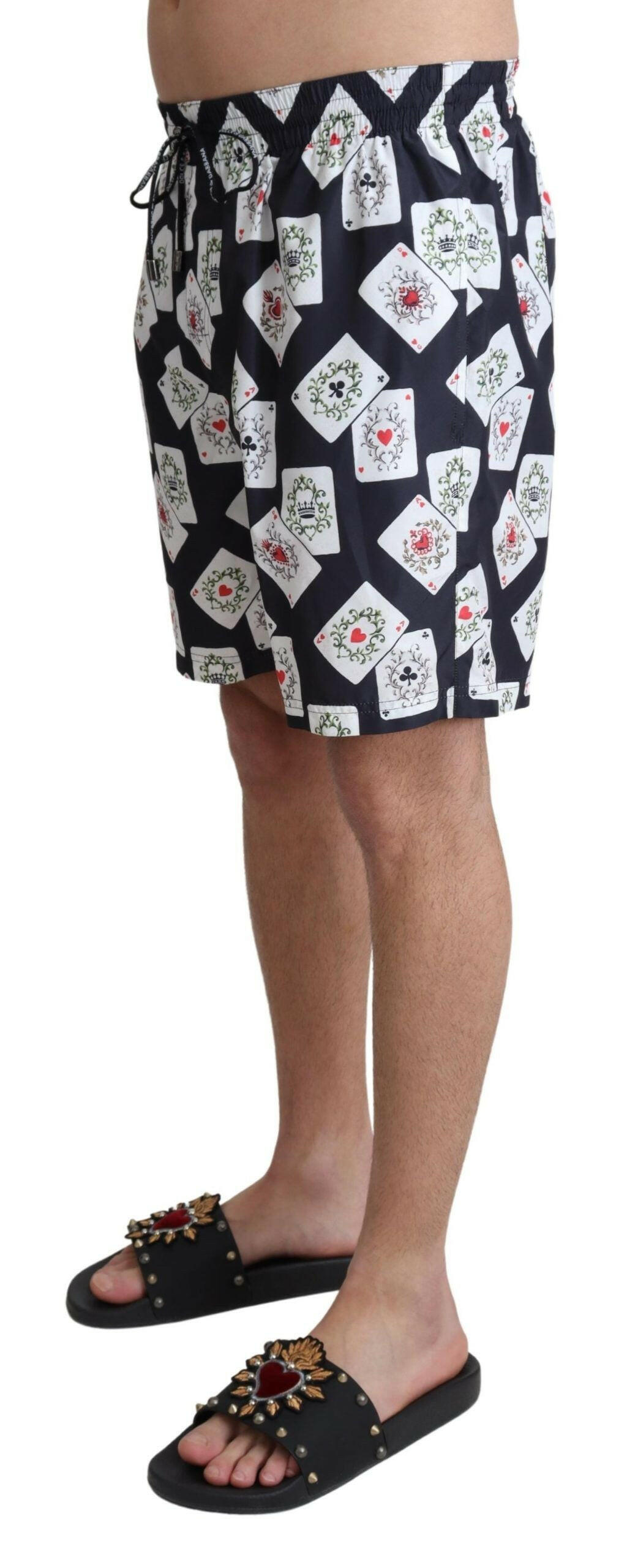 Dolce & Gabbana Black Card Deck Print Beachwear Swimshorts -   -  Dolce & Gabbana.