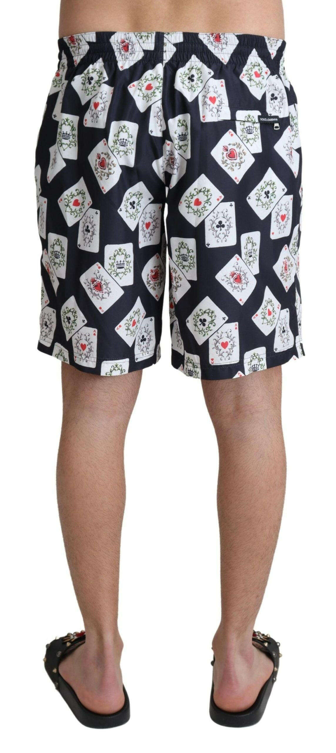 Dolce & Gabbana Black Card Deck Print Beachwear Swimshorts -   -  Dolce & Gabbana.