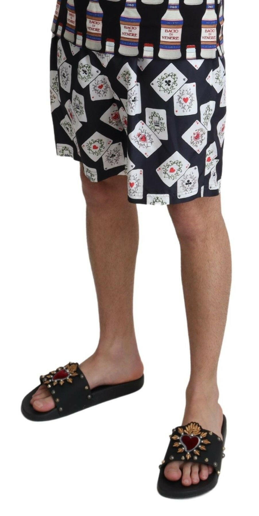 Dolce & Gabbana Black Card Deck Print Beachwear Swimshorts -   -  Dolce & Gabbana.