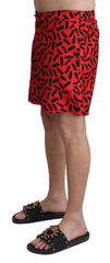 Dolce & Gabbana Red Patterned Beachwear Shorts Swimwear -   -  Dolce & Gabbana.
