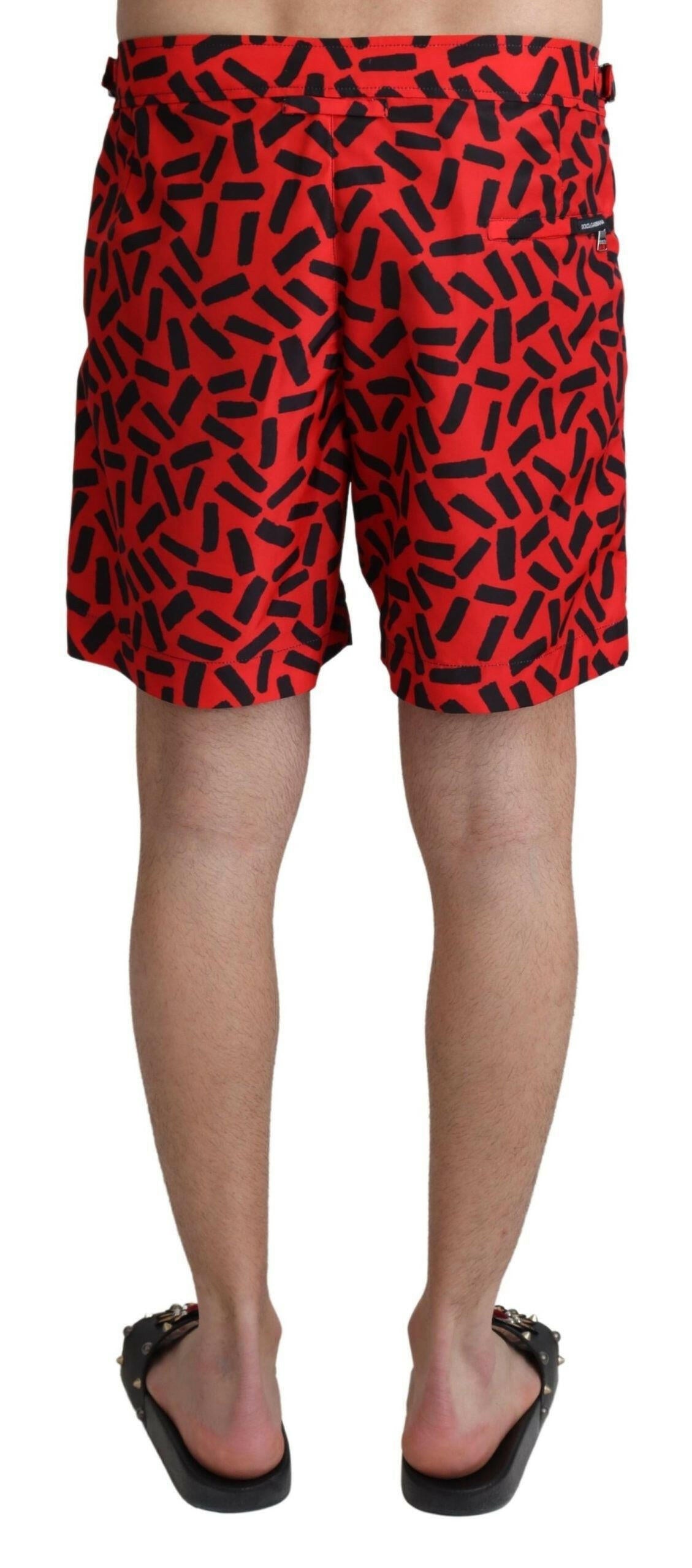 Dolce & Gabbana Red Patterned Beachwear Shorts Swimwear -   -  Dolce & Gabbana.