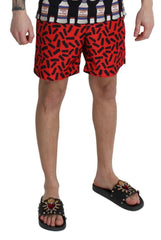 Dolce & Gabbana Red Patterned Beachwear Shorts Swimwear -   -  Dolce & Gabbana.