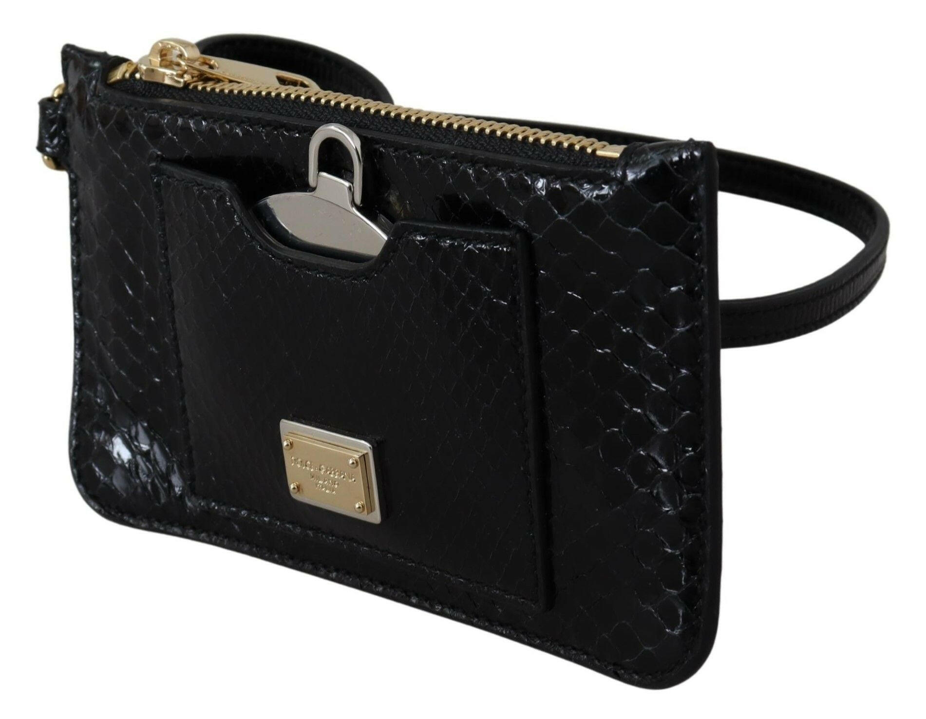 Dolce & Gabbana Black Leather Coin Purse Wristlet Mirror Agnese Wallet -   -  Dolce & Gabbana.