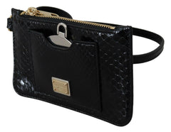 Dolce & Gabbana Black Leather Coin Purse Wristlet Mirror Agnese Wallet -   -  Dolce & Gabbana.
