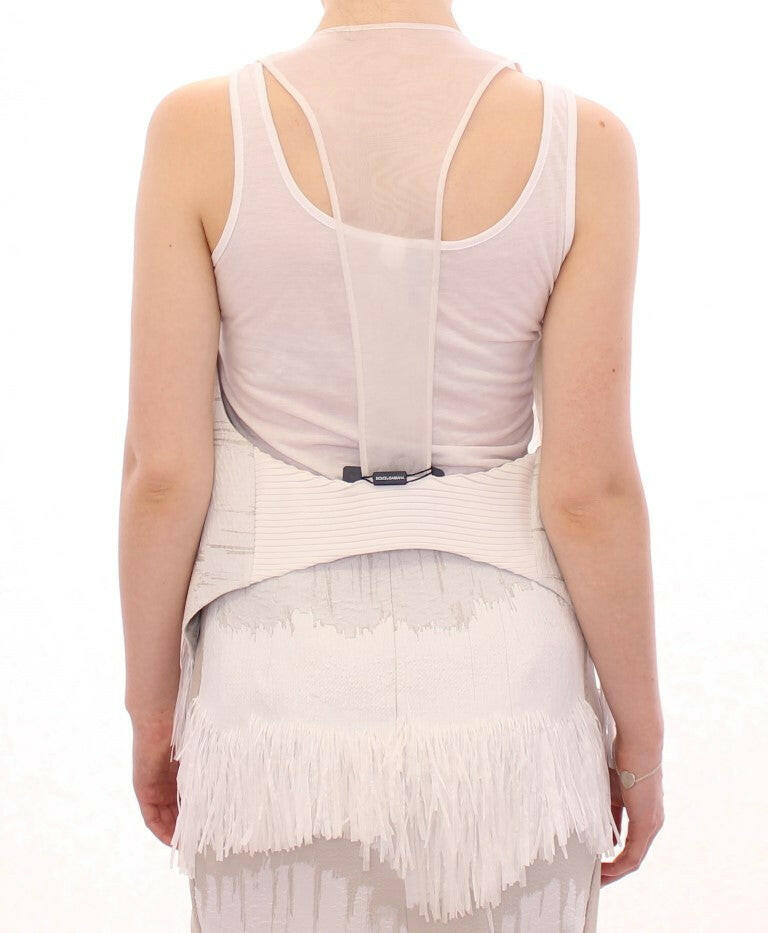 Arzu Kaprol White Lashes Open Back Vest Jacket -   -  Arzu Kaprol.