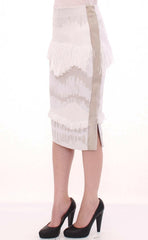 Arzu Kaprol White Acrylic Straight Pencil Skirt -   -  Arzu Kaprol.