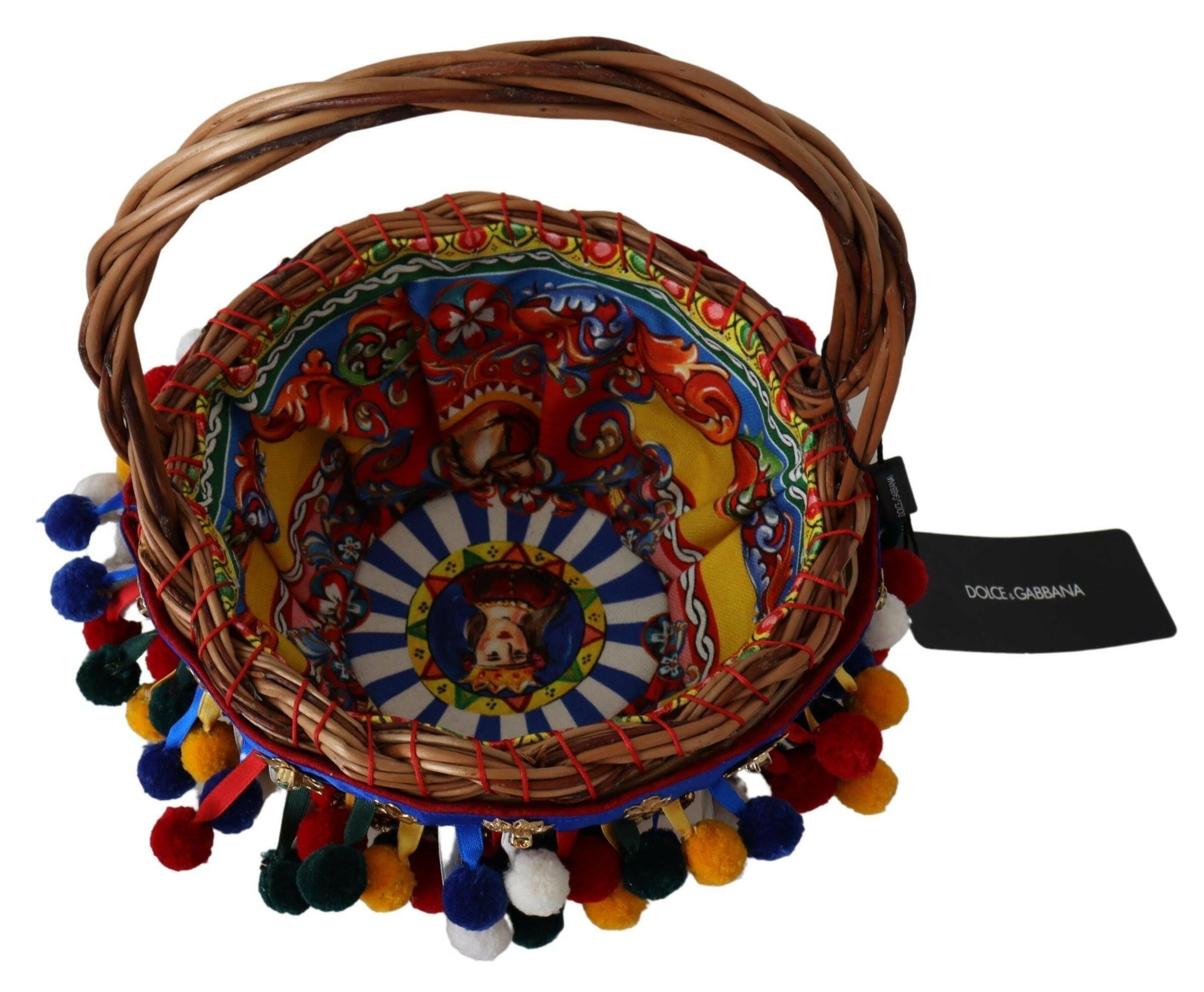Dolce & Gabbana Multicolor Cotton Embellished Agnese Basket Tote Bag -  Luxury Shopper Bag for Women -  Dolce & Gabbana.
