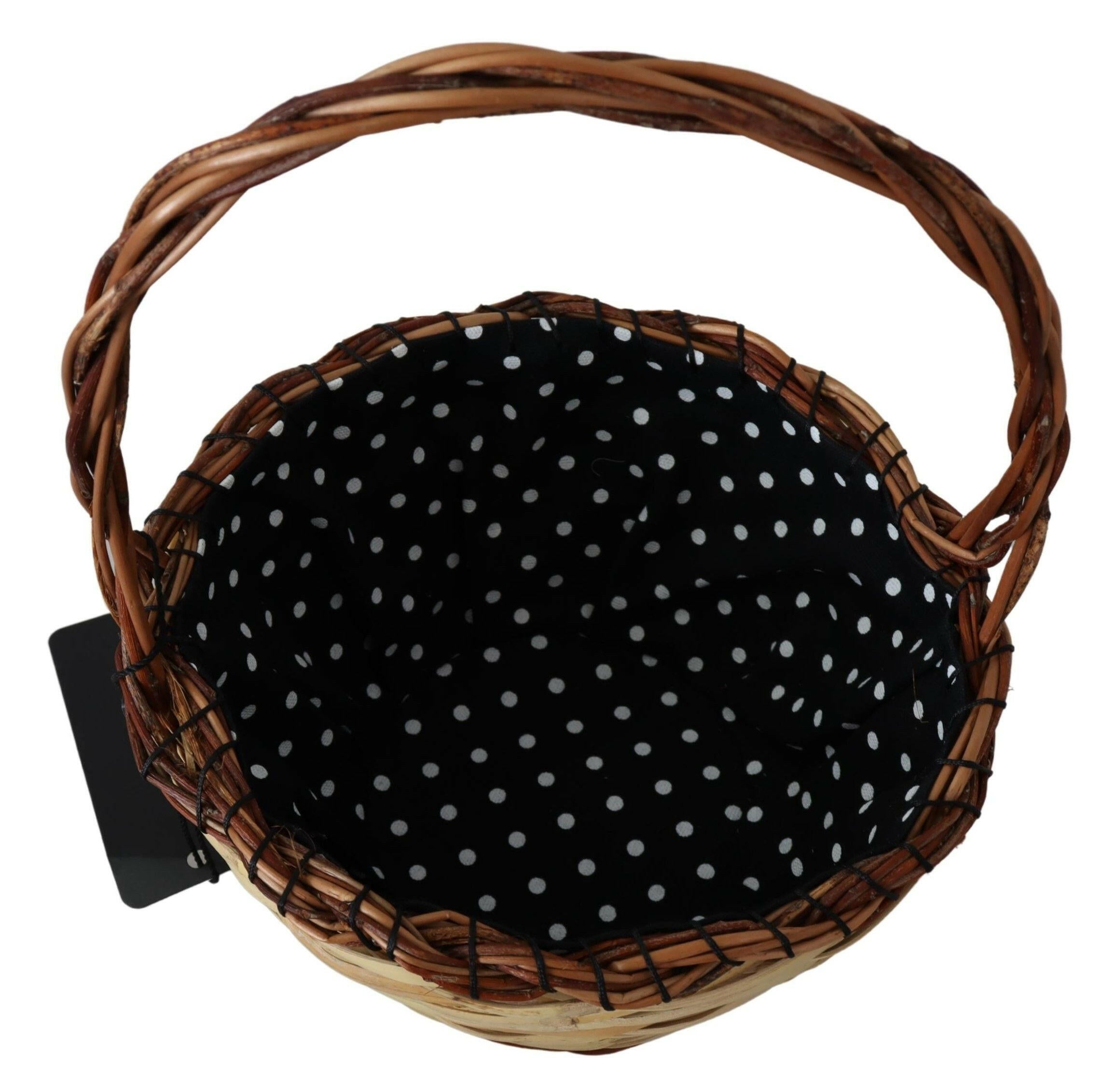Dolce & Gabbana Beige Wood Wicker Rattan Basket Tote Bag -  Luxury Shopper Bag for Women -  Dolce & Gabbana.