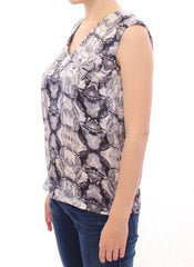 Arzu Kaprol Gray Blue Silk Sleeveless Top Shirt Blouse -   -  Arzu Kaprol.