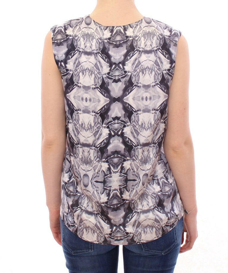 Arzu Kaprol Gray Blue Silk Sleeveless Top Shirt Blouse -   -  Arzu Kaprol.