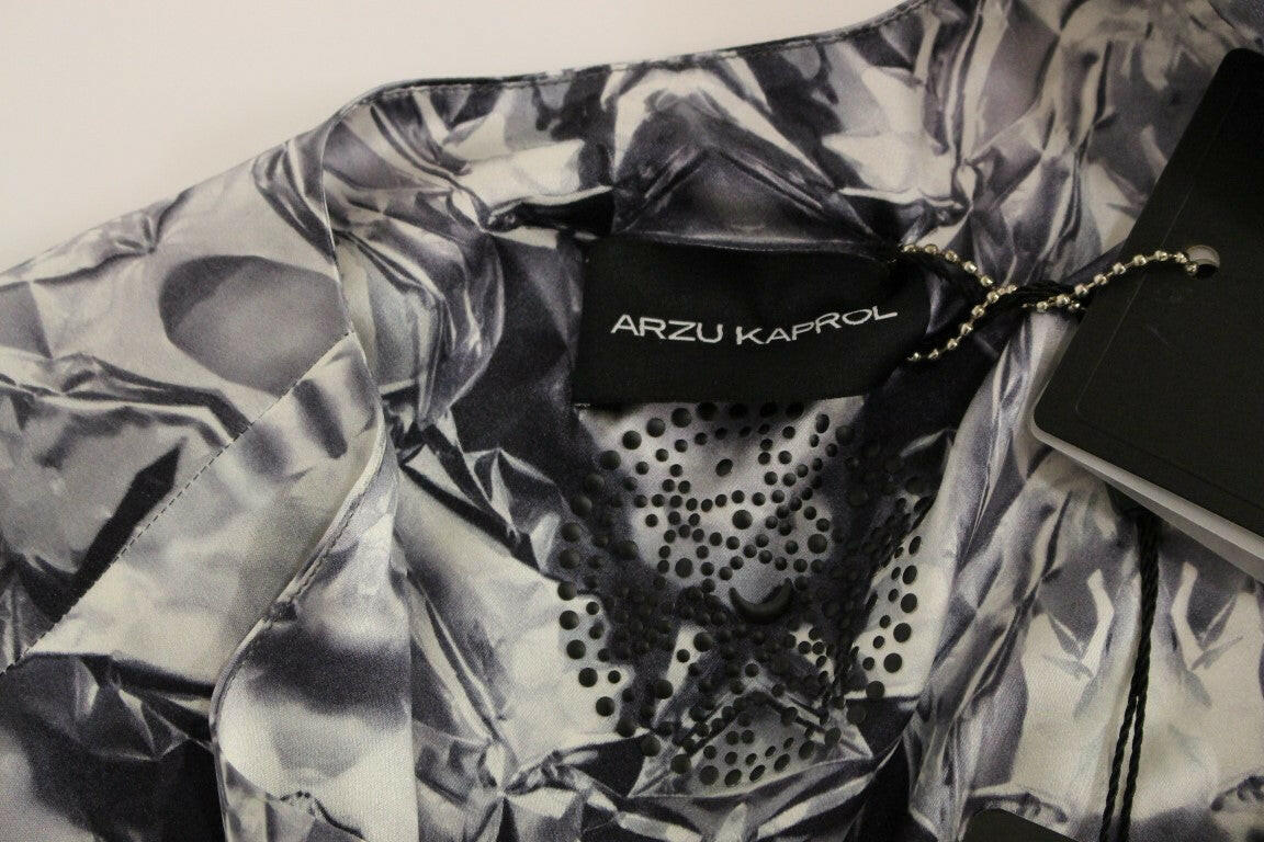 Arzu Kaprol Gray Blue Silk Sleeveless Top Shirt Blouse -   -  Arzu Kaprol.