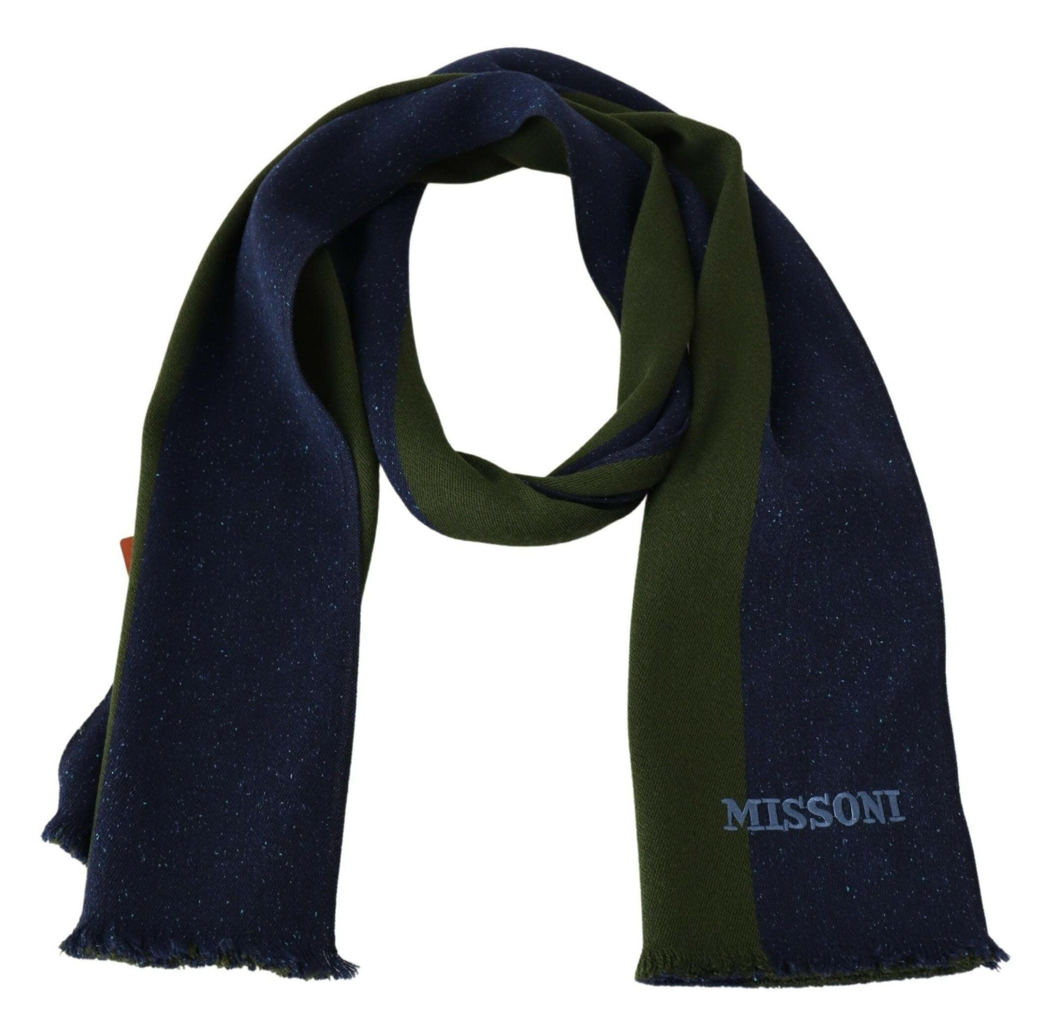 Missoni Green Striped Wool Unisex Neck Wrap Shawl Blue -   -  Missoni.