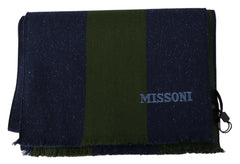 Missoni Green Striped Wool Unisex Neck Wrap Shawl Blue -   -  Missoni.