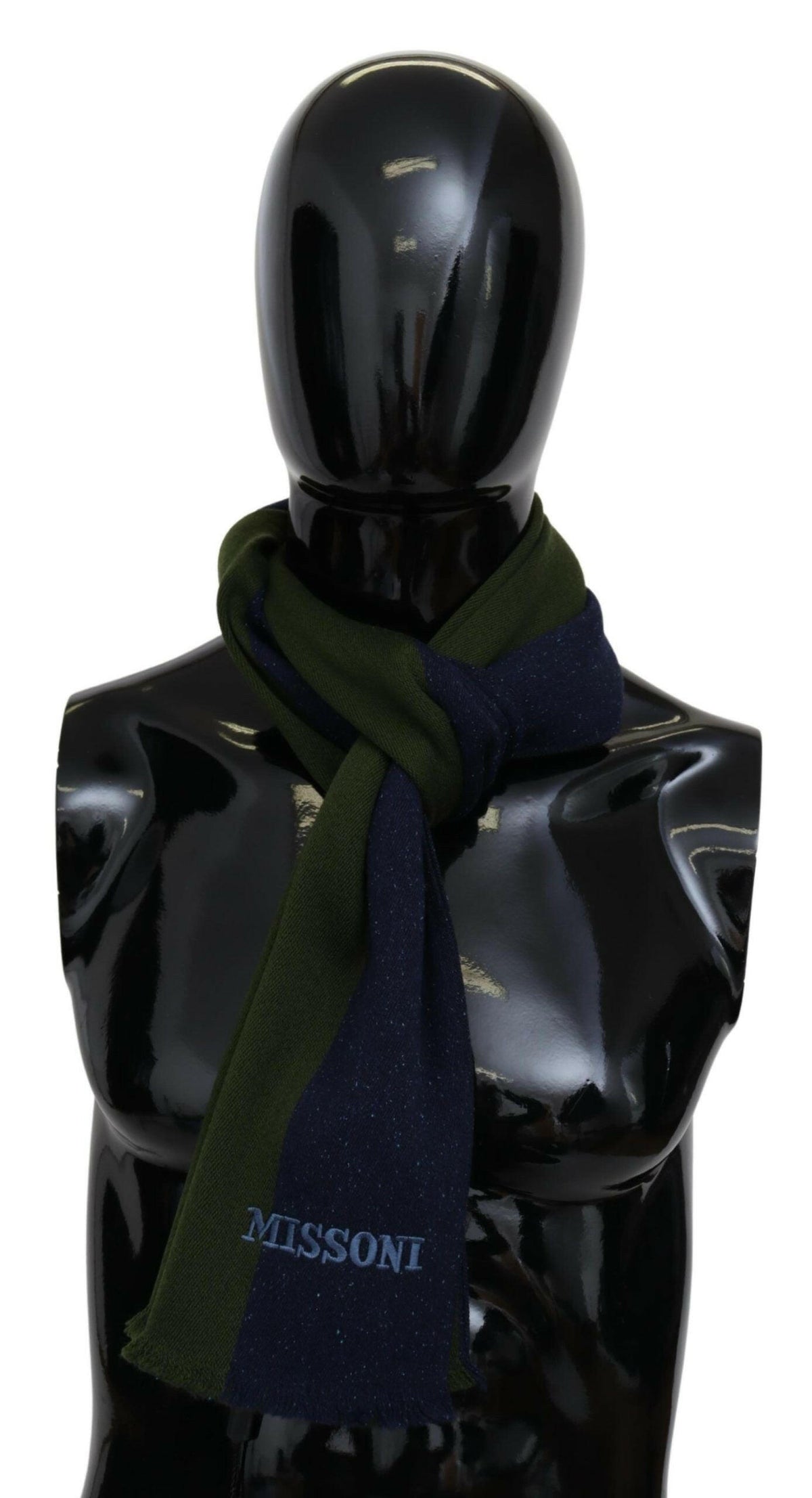 Missoni Green Striped Wool Unisex Neck Wrap Shawl Blue -   -  Missoni.