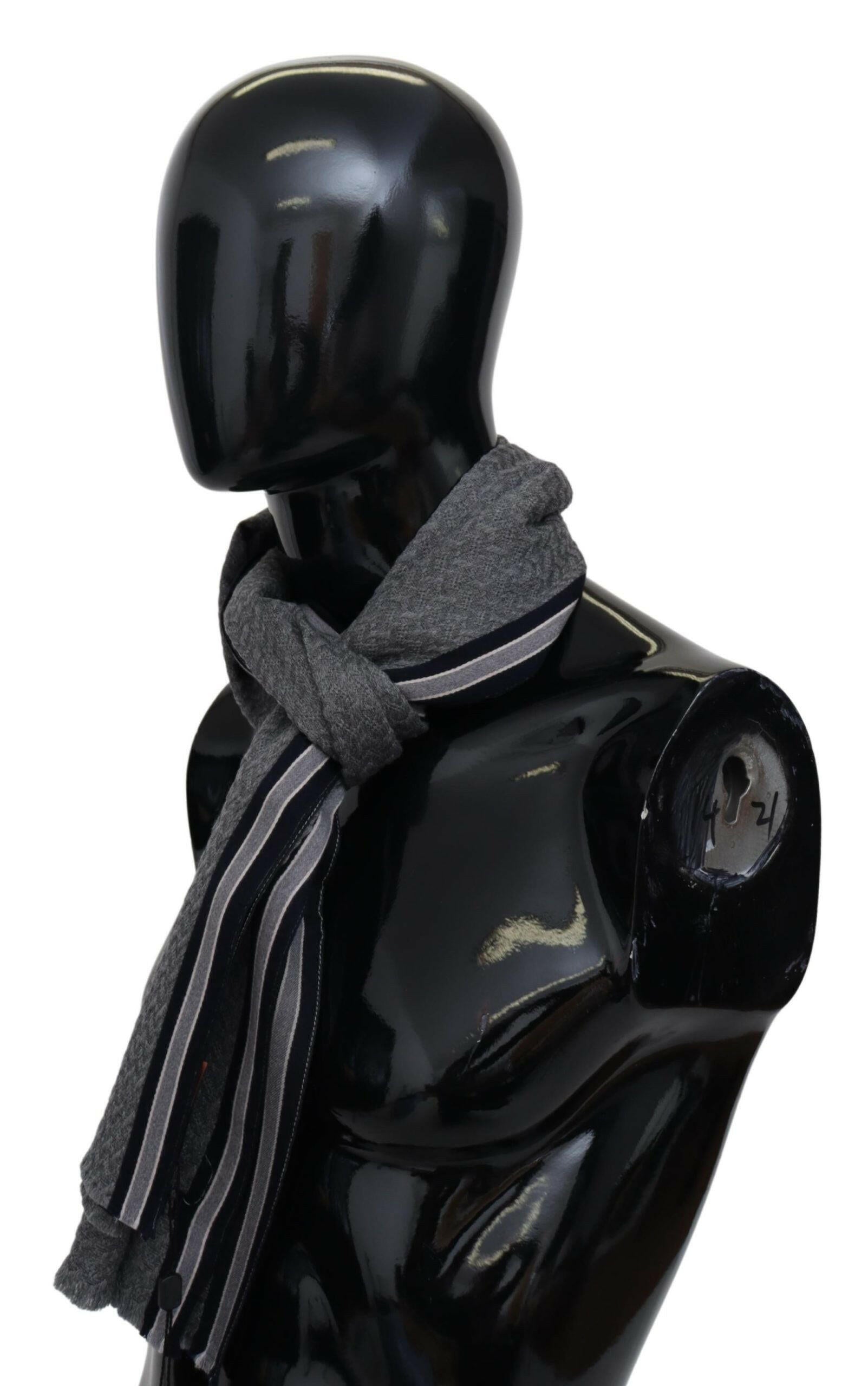 Missoni Gray Stripes Pattern 100% Wool Unisex Neck Wrap Scarf -   -  Missoni.