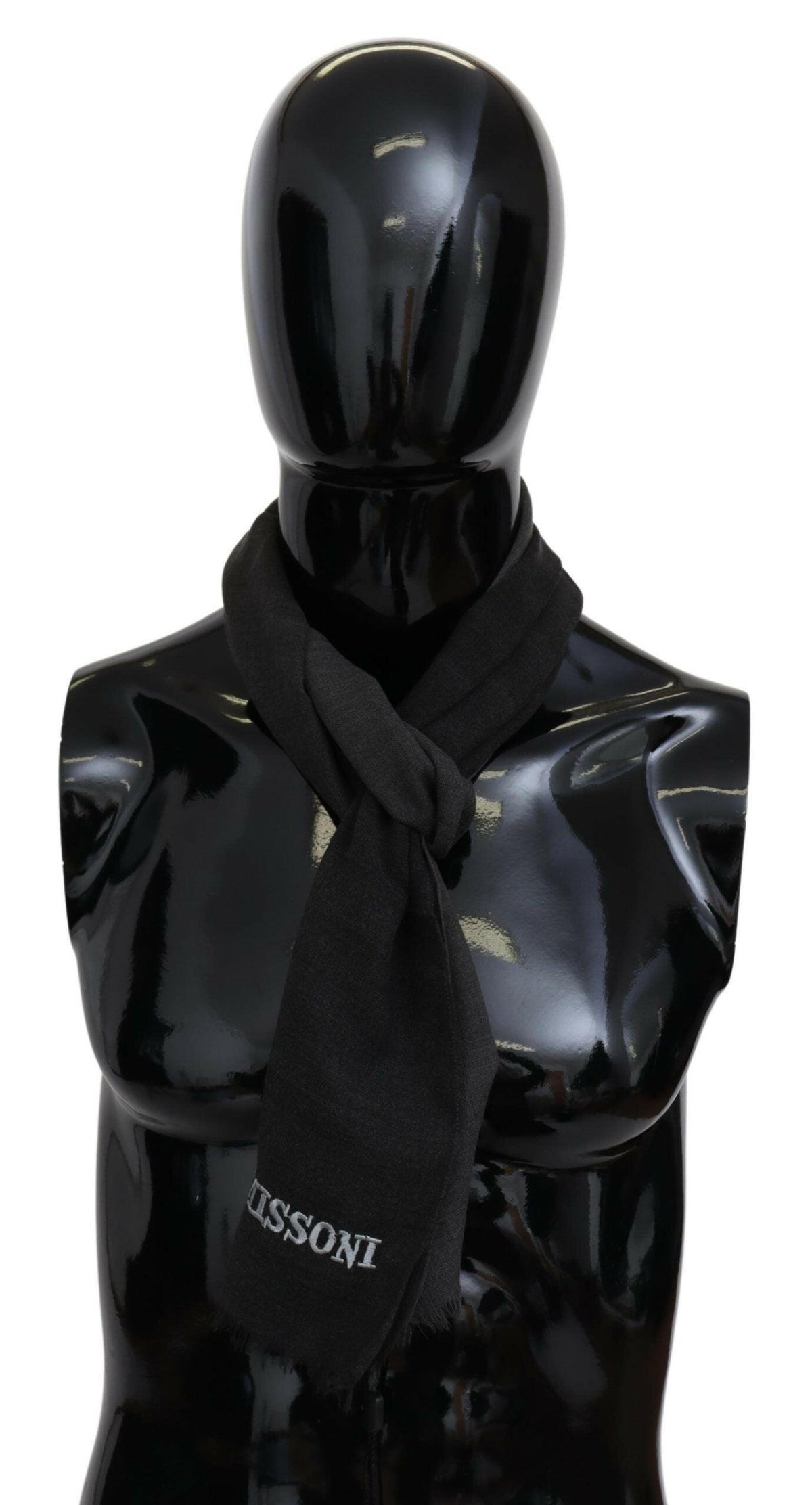 Missoni Gray Wool Unisex Neck Wrap Shawl Fringes Logo Scarf -   -  Missoni.