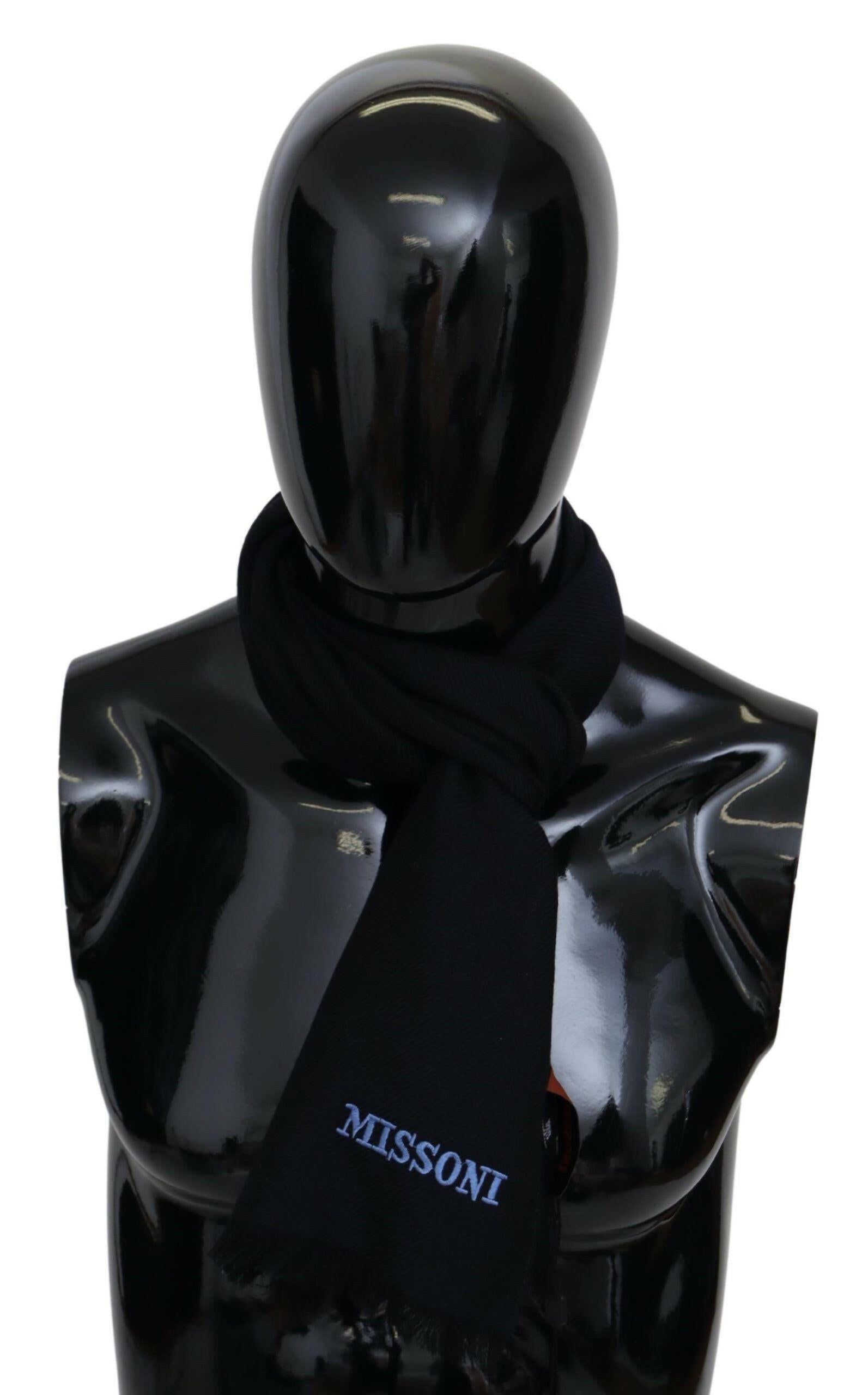 Missoni Black 100% Wool Knit Unisex Neck Wrap Shawl Scarf -   -  Missoni.