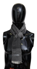 Missoni Gray Striped Wool Unisex Neck Wrap Fringes Scarf -   -  Missoni.