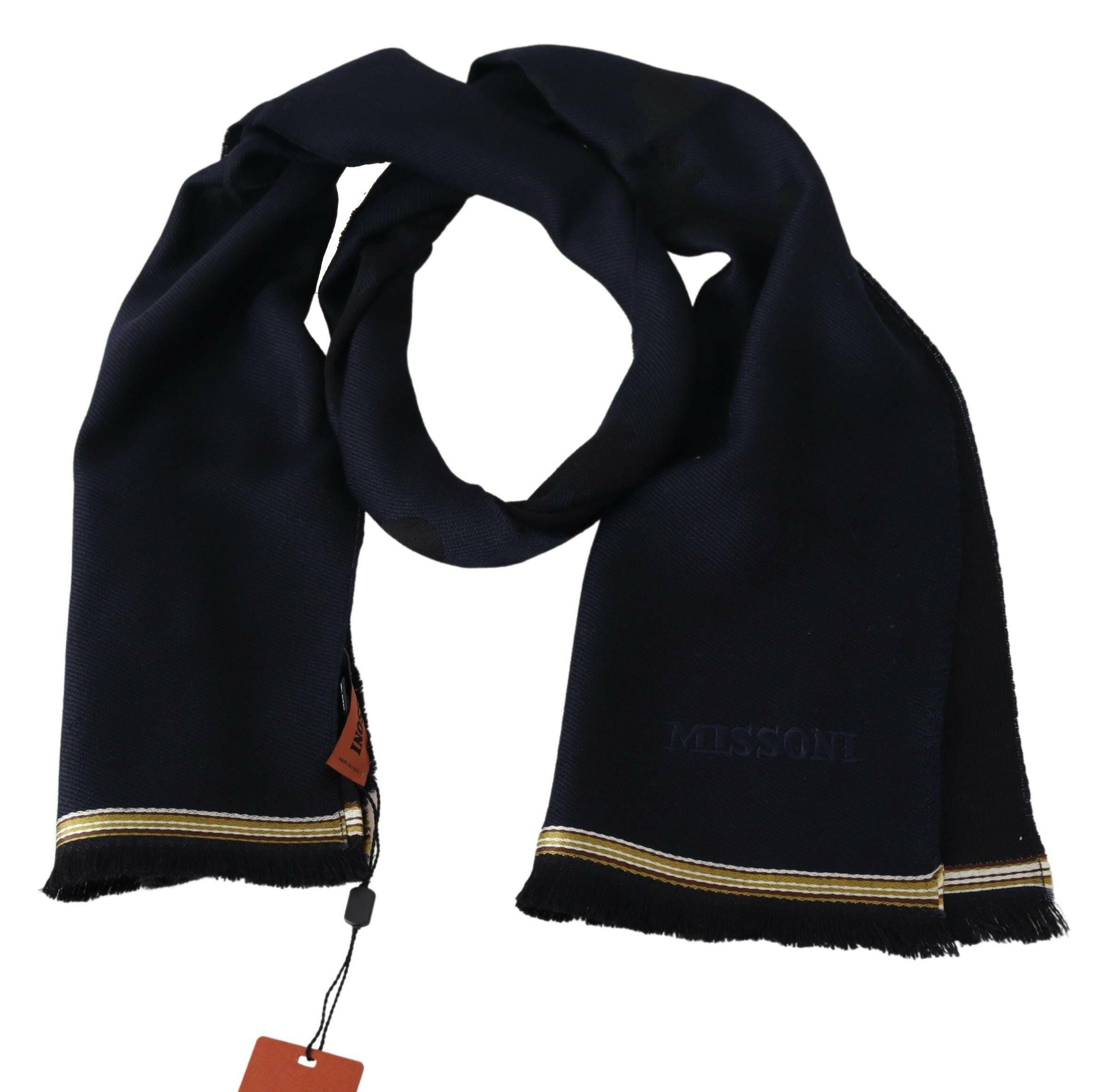 Missoni Black 100% Wool Unisex Neck Wrap Fringes Scarf -   -  Missoni.