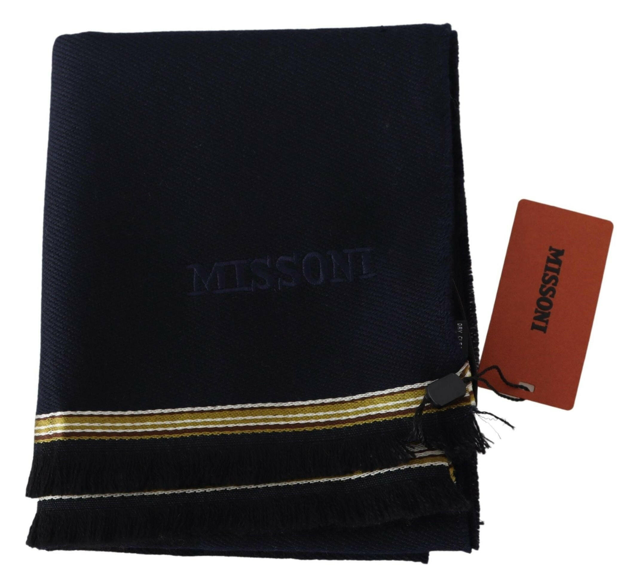 Missoni Black 100% Wool Unisex Neck Wrap Fringes Scarf -   -  Missoni.