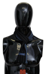 Missoni Black Blue Striped Wool Unisex Wrap scarf -   -  Missoni.