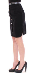 Corrado De Biase Black Metal Buttons Cotto Wool Skirt -   -  Corrado De Biase.
