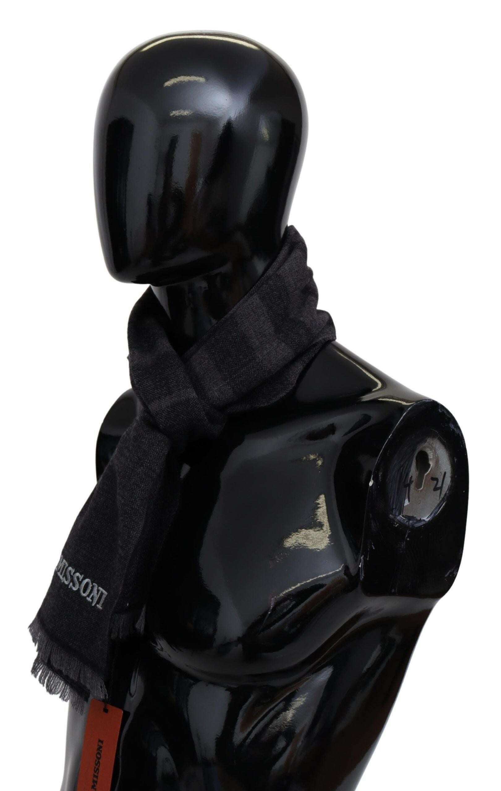 Missoni Black Striped Wool Unisex Neck Wrap Scarf -   -  Missoni.