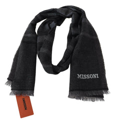 Missoni Black Striped Wool Unisex Neck Wrap Scarf -   -  Missoni.