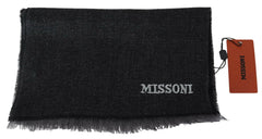 Missoni Black Striped Wool Unisex Neck Wrap Scarf -   -  Missoni.