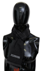 Missoni Black Striped Wool Unisex Neck Wrap Scarf -   -  Missoni.