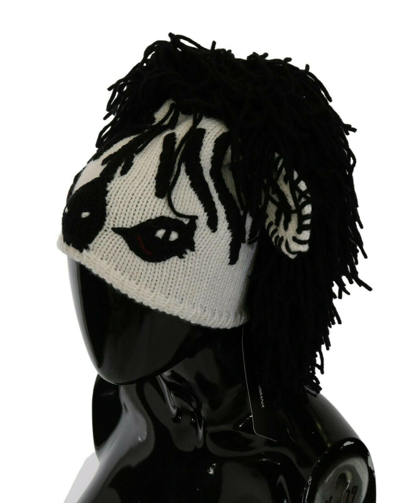 Dolce & Gabbana Black White Knitted Cashmere Animal Design Hat -   -  Dolce & Gabbana.
