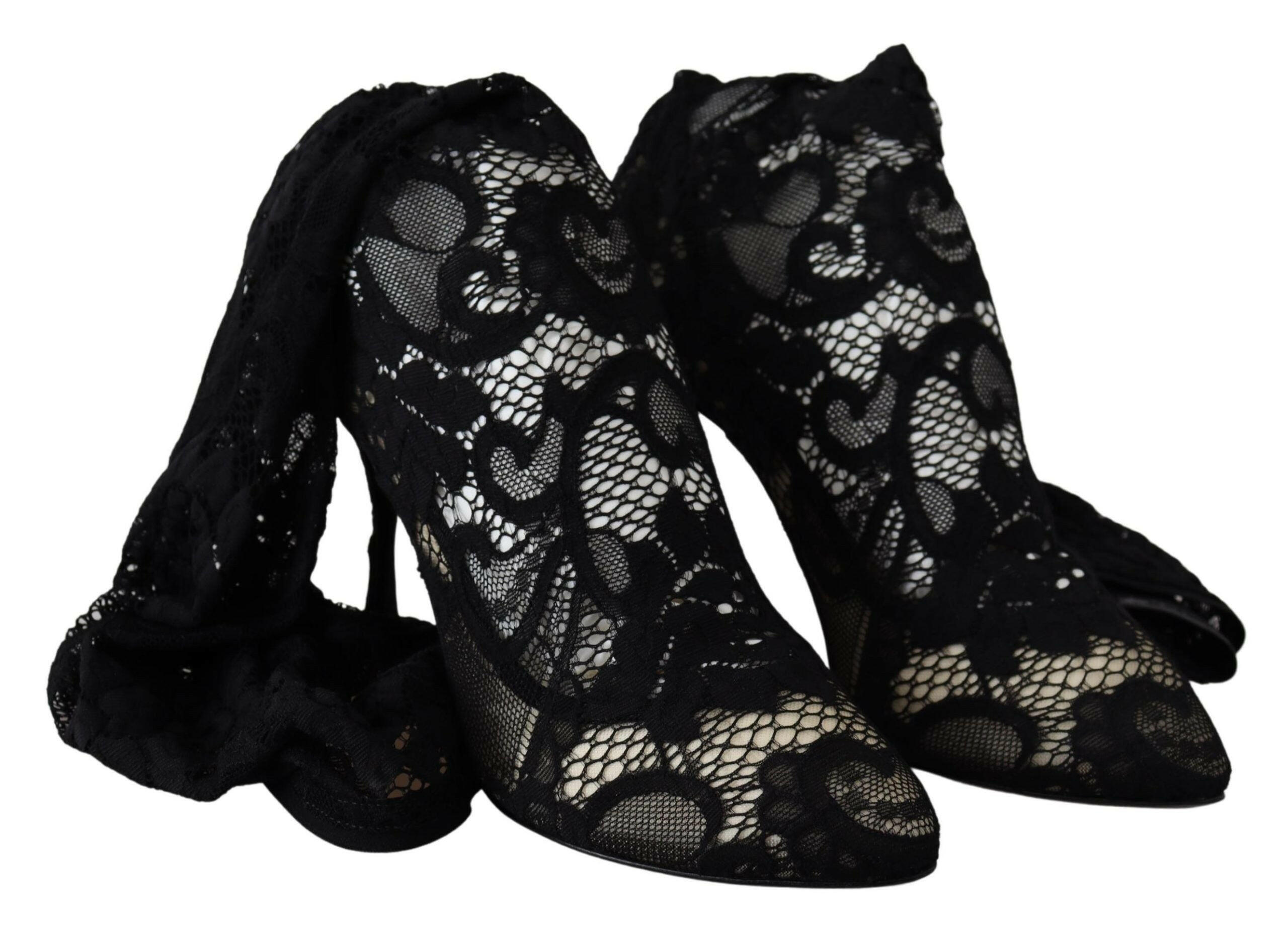 Dolce & Gabbana Black Taormina Lace Socks Boots Shoes Pumps -   -  Dolce & Gabbana.