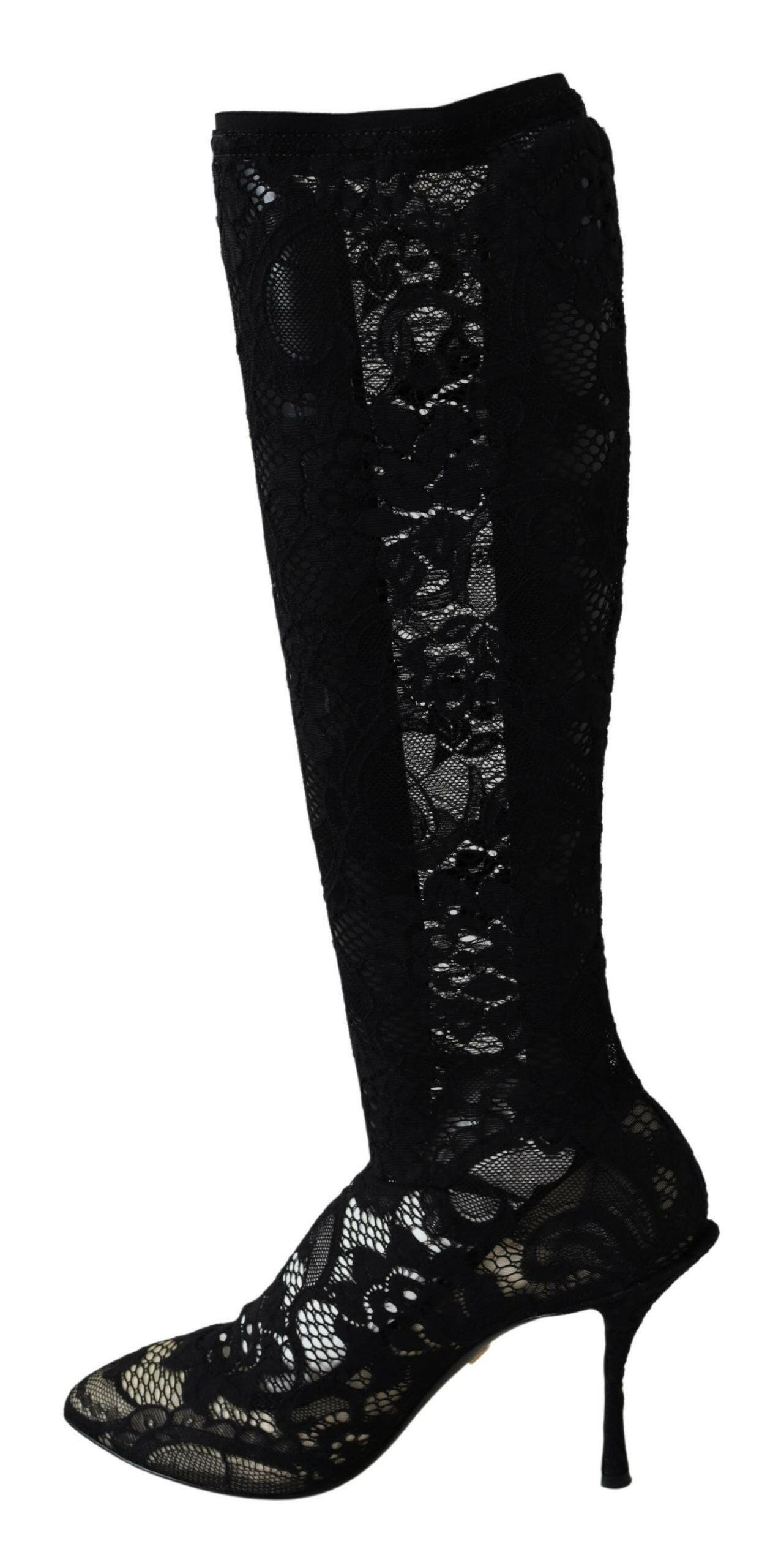 Dolce & Gabbana Black Taormina Lace Socks Boots Shoes Pumps -   -  Dolce & Gabbana.