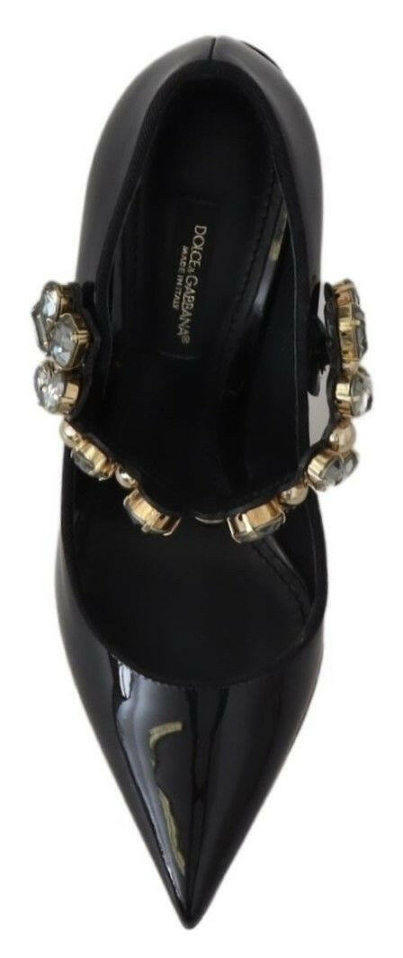 Dolce & Gabbana Black Leather Crystal Shoes Mary Jane Pumps -   -  Dolce & Gabbana.