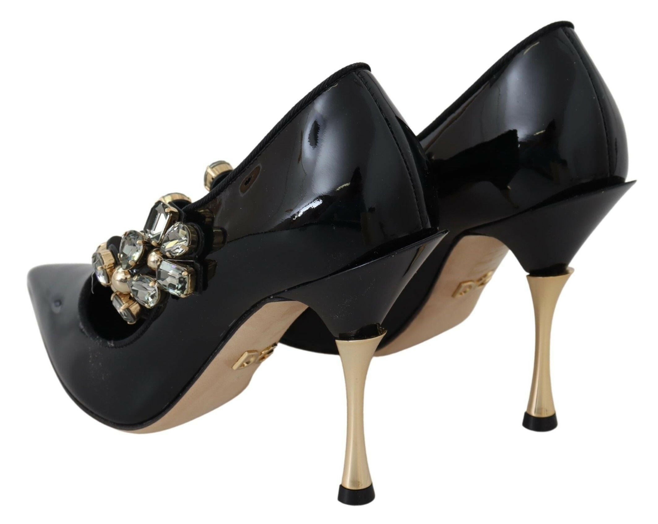 Dolce & Gabbana Black Leather Crystal Shoes Mary Jane Pumps -   -  Dolce & Gabbana.