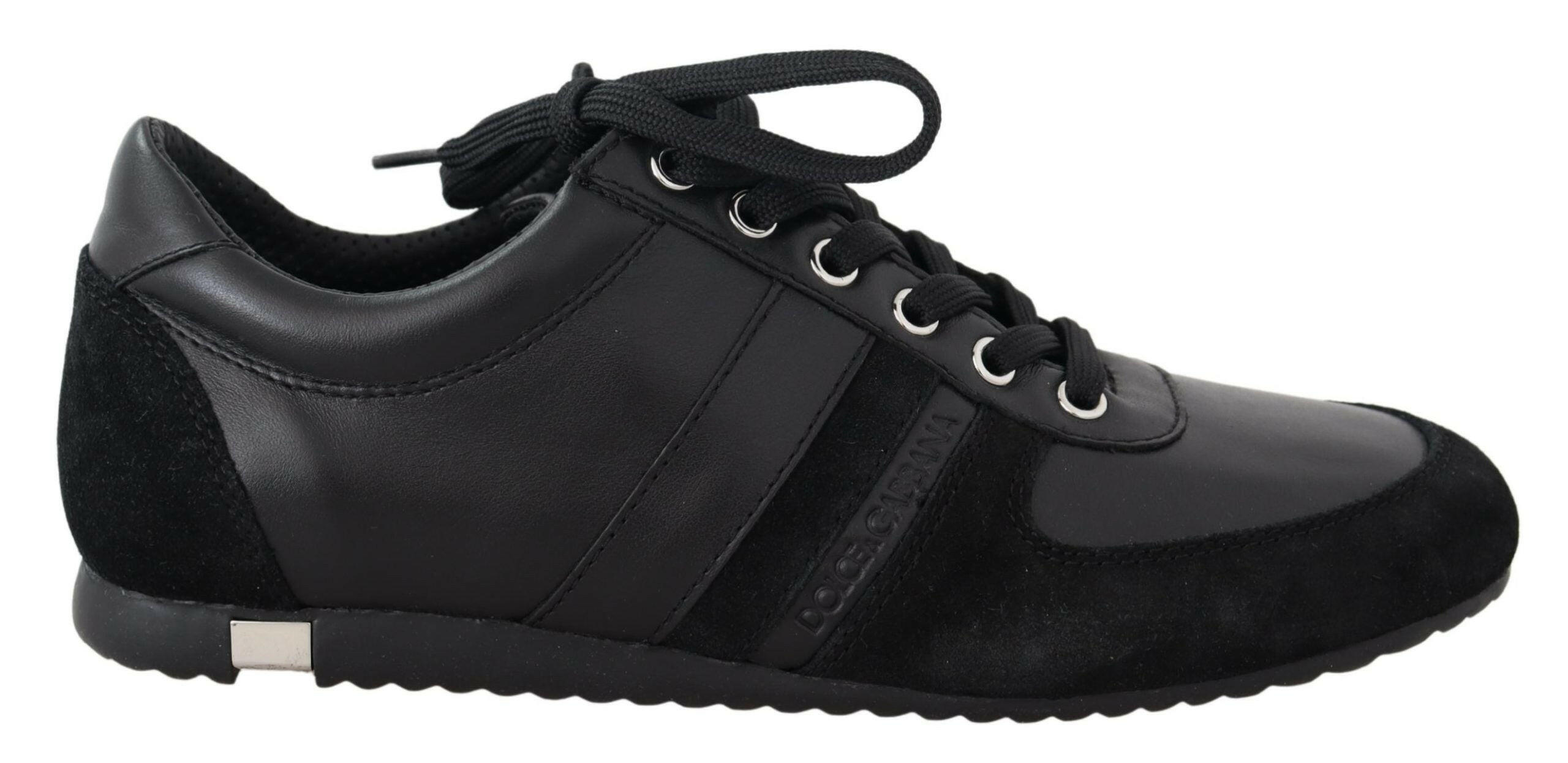 Dolce & Gabbana Black Logo Leather Casual Sneakers Shoes -   -  Dolce & Gabbana.