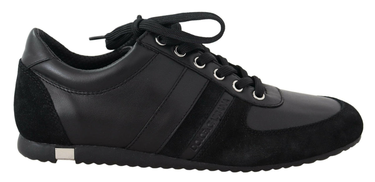 Dolce & Gabbana Black Logo Leather Casual Sneakers Shoes -   -  Dolce & Gabbana.
