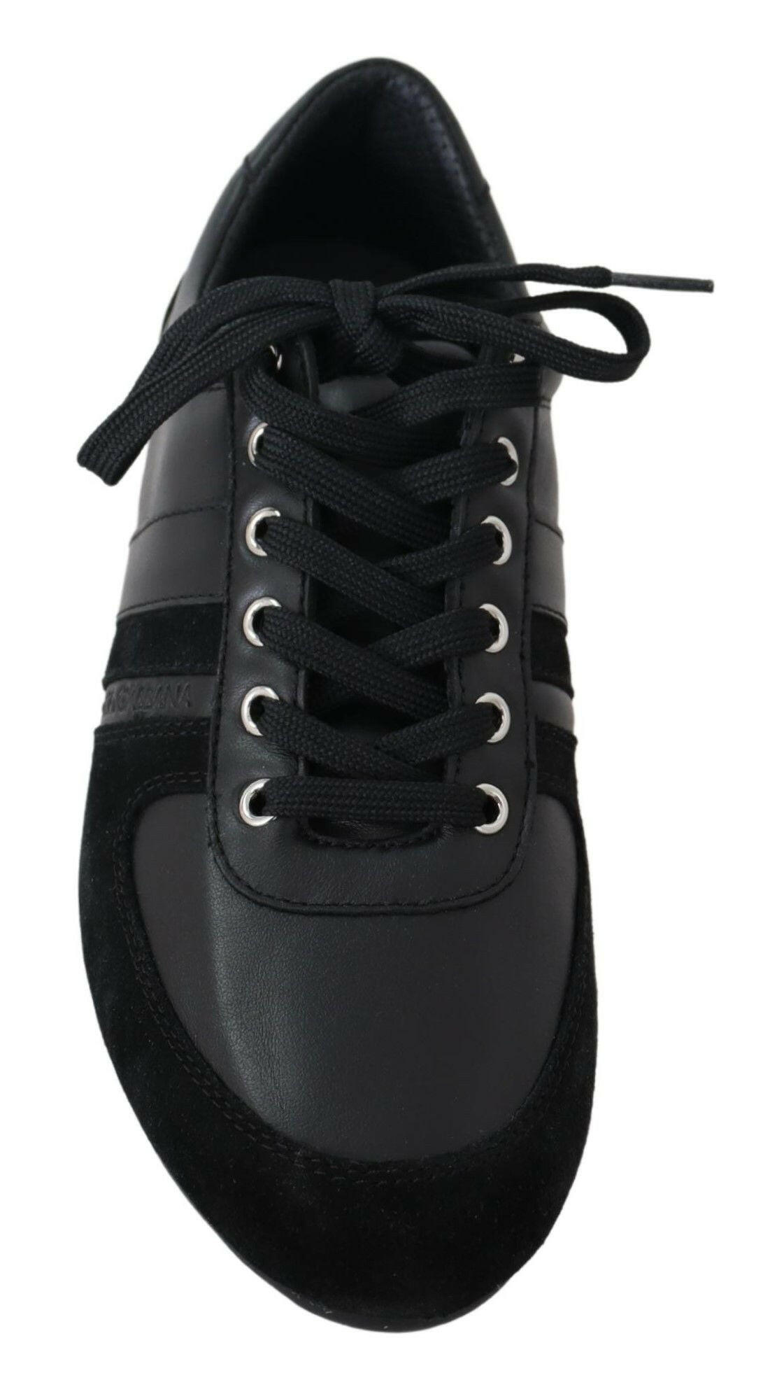 Dolce & Gabbana Black Logo Leather Casual Sneakers Shoes -   -  Dolce & Gabbana.