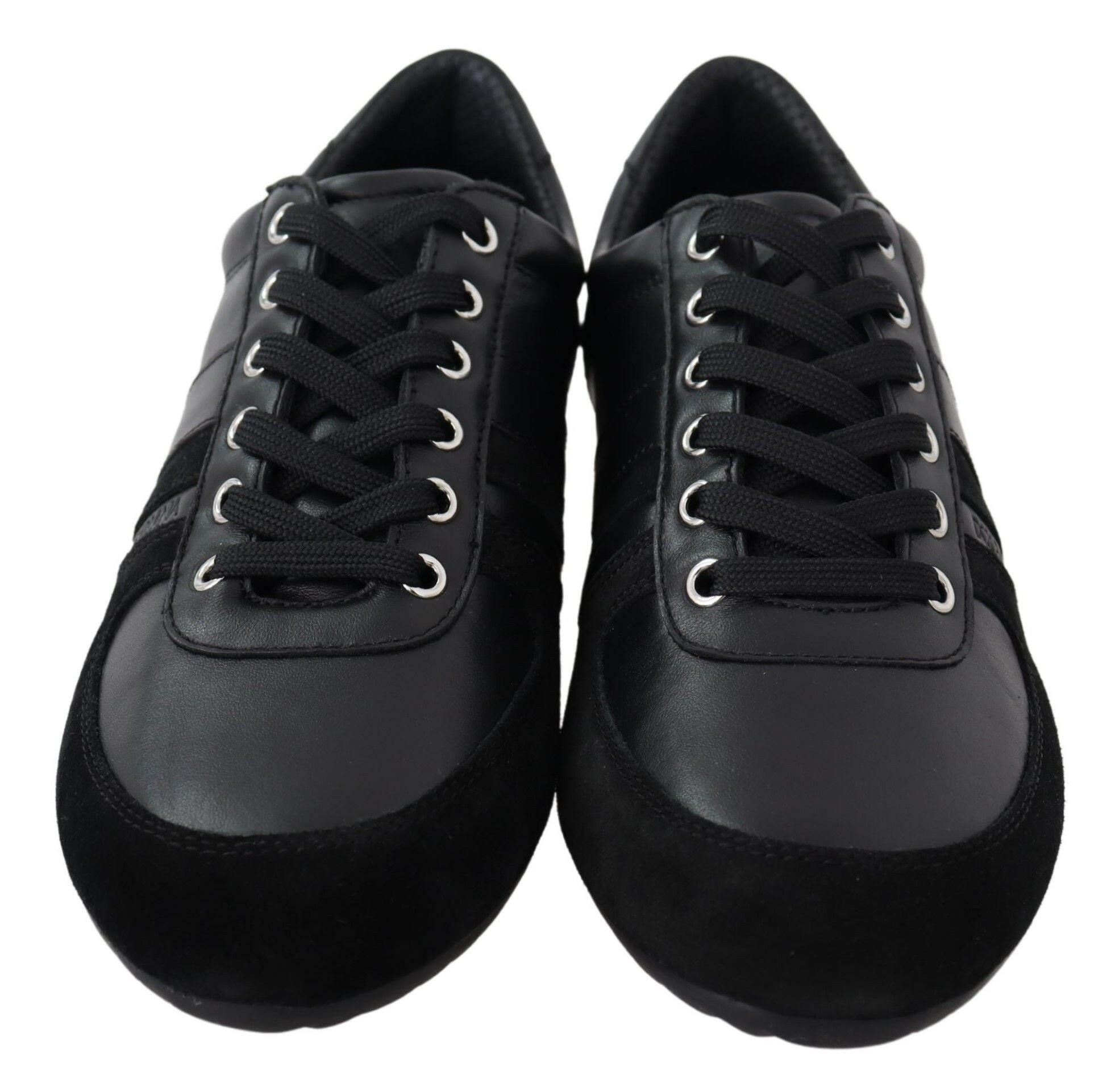 Dolce & Gabbana Black Logo Leather Casual Sneakers Shoes -   -  Dolce & Gabbana.